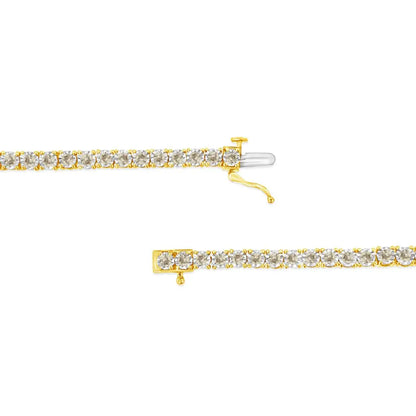 Stunning 14k Yellow Gold Plated Diamond Tennis Bracelet in Sterling Silver