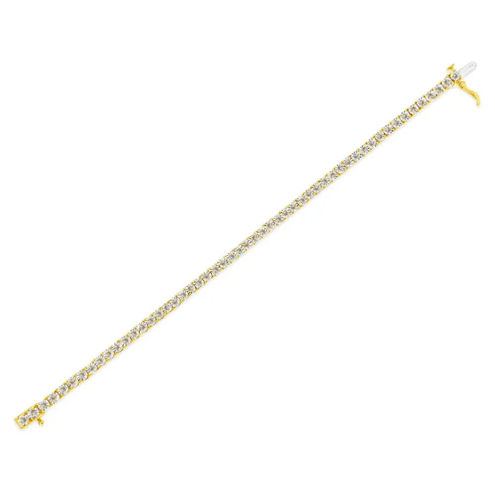 Stunning 14k Yellow Gold Plated Diamond Tennis Bracelet in Sterling Silver