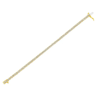 Stunning 14k Yellow Gold Plated Diamond Tennis Bracelet in Sterling Silver