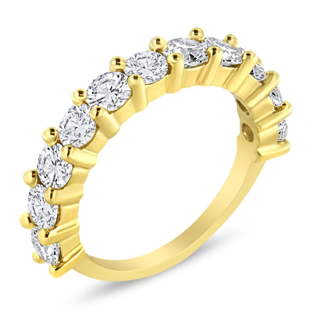 Stunning 14k Yellow Gold Plated Shared Prong Set Diamond Band Ring