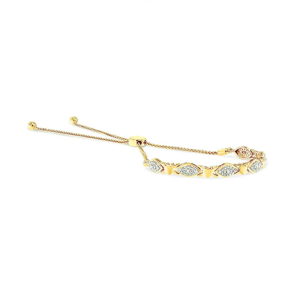 Stunning 14k Yellow Gold Plated Sterling Silver Diamond Accent Bracelet