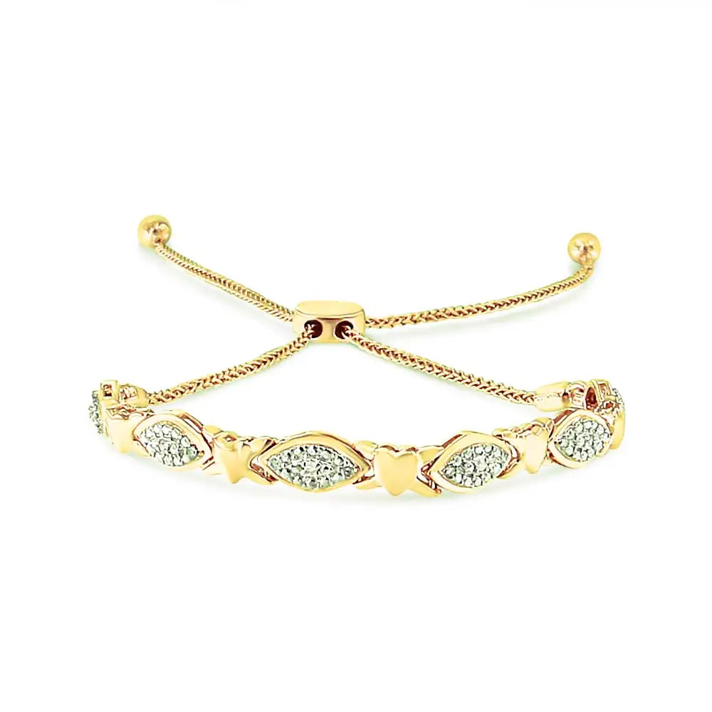 Stunning 14k Yellow Gold Plated Sterling Silver Diamond Accent Bracelet