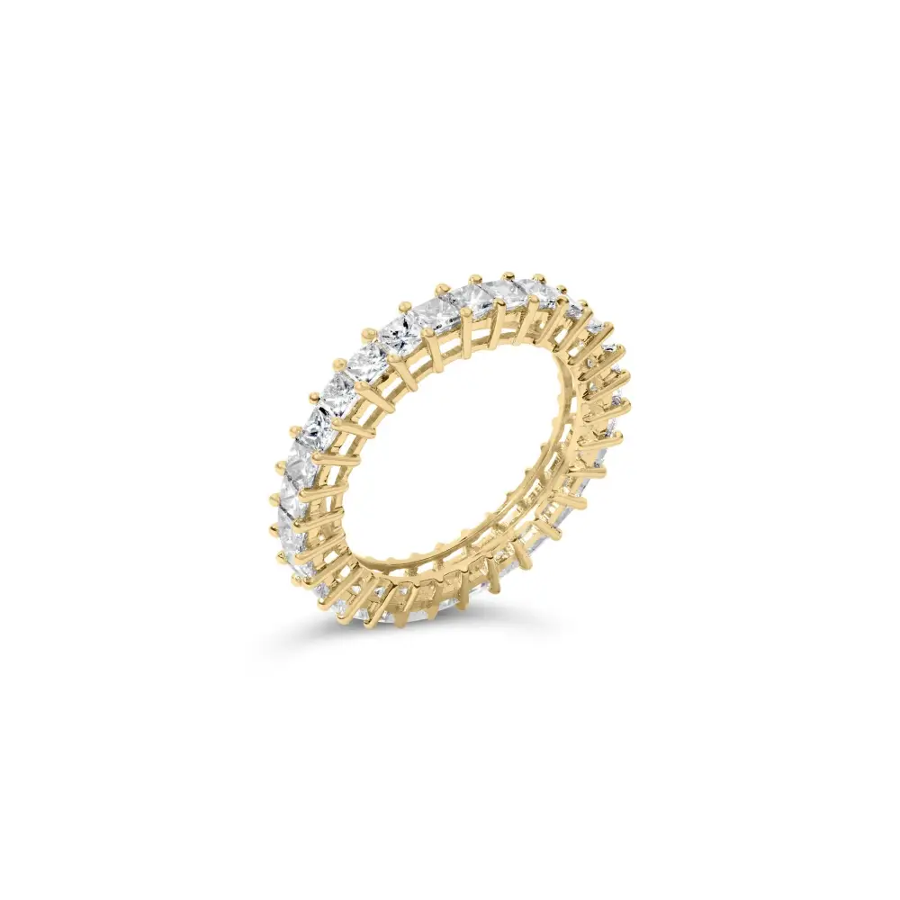 Stunning 14k Yellow Gold Princess-cut Diamond Eternity Band Ring