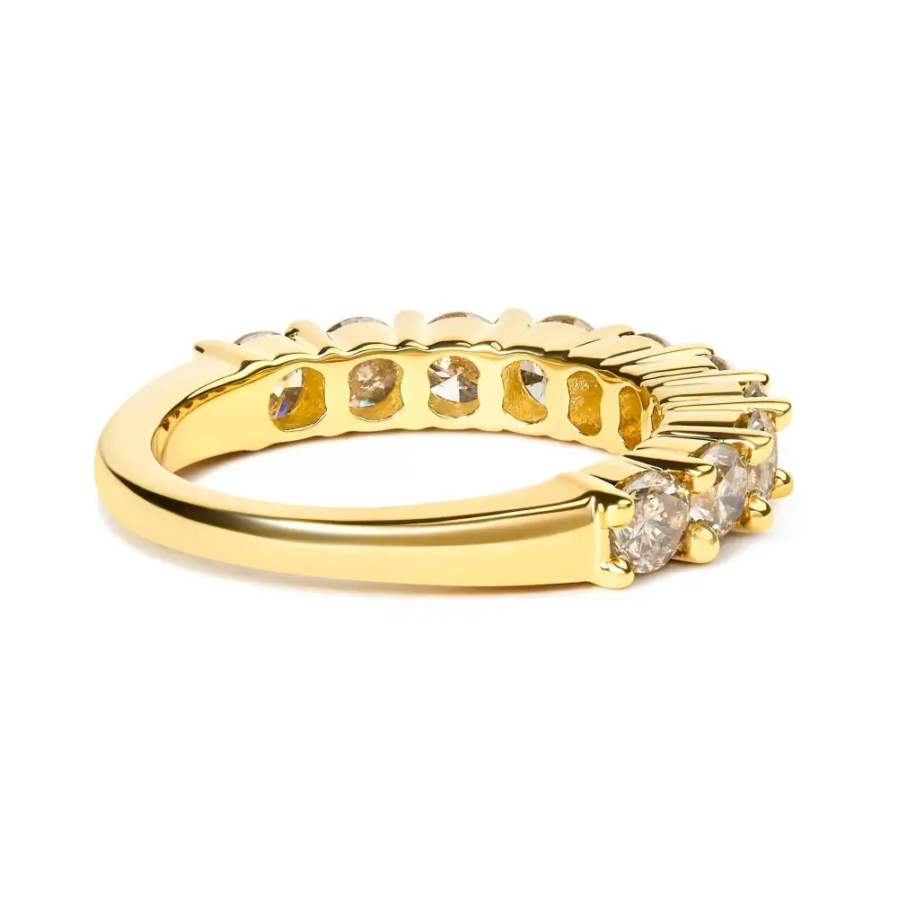 Stunning 14k Yellow Gold Round Brilliant Cut Anniversary Band Ring