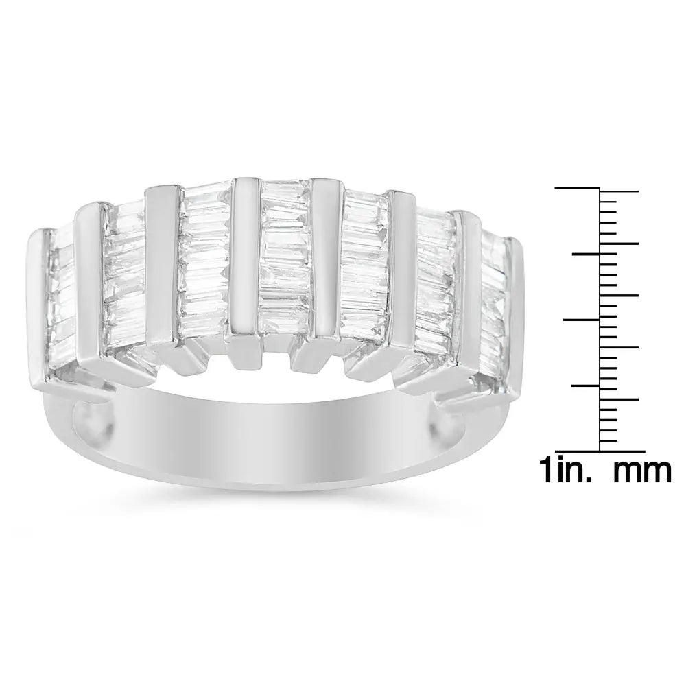 Stunning.925 Silver Baguette Cut Diamond Vertical Channel Wedding Ring