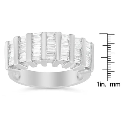 Stunning.925 Silver Baguette Cut Diamond Vertical Channel Wedding Ring