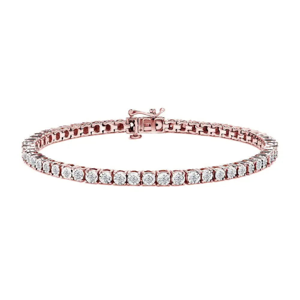 Stunning.925 Sterling Silver Cttw Miracle-set Diamond Tennis Bracelet