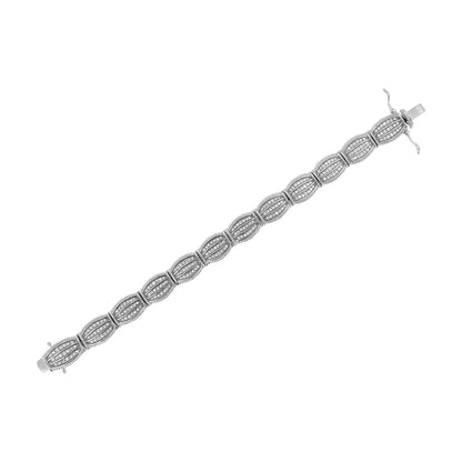 Stunning Art Deco Style Prong Set Diamond Tennis Bracelet in Silver