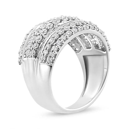 Stunning Baguette-cut Diamond Cluster Ring in Sterling Silver