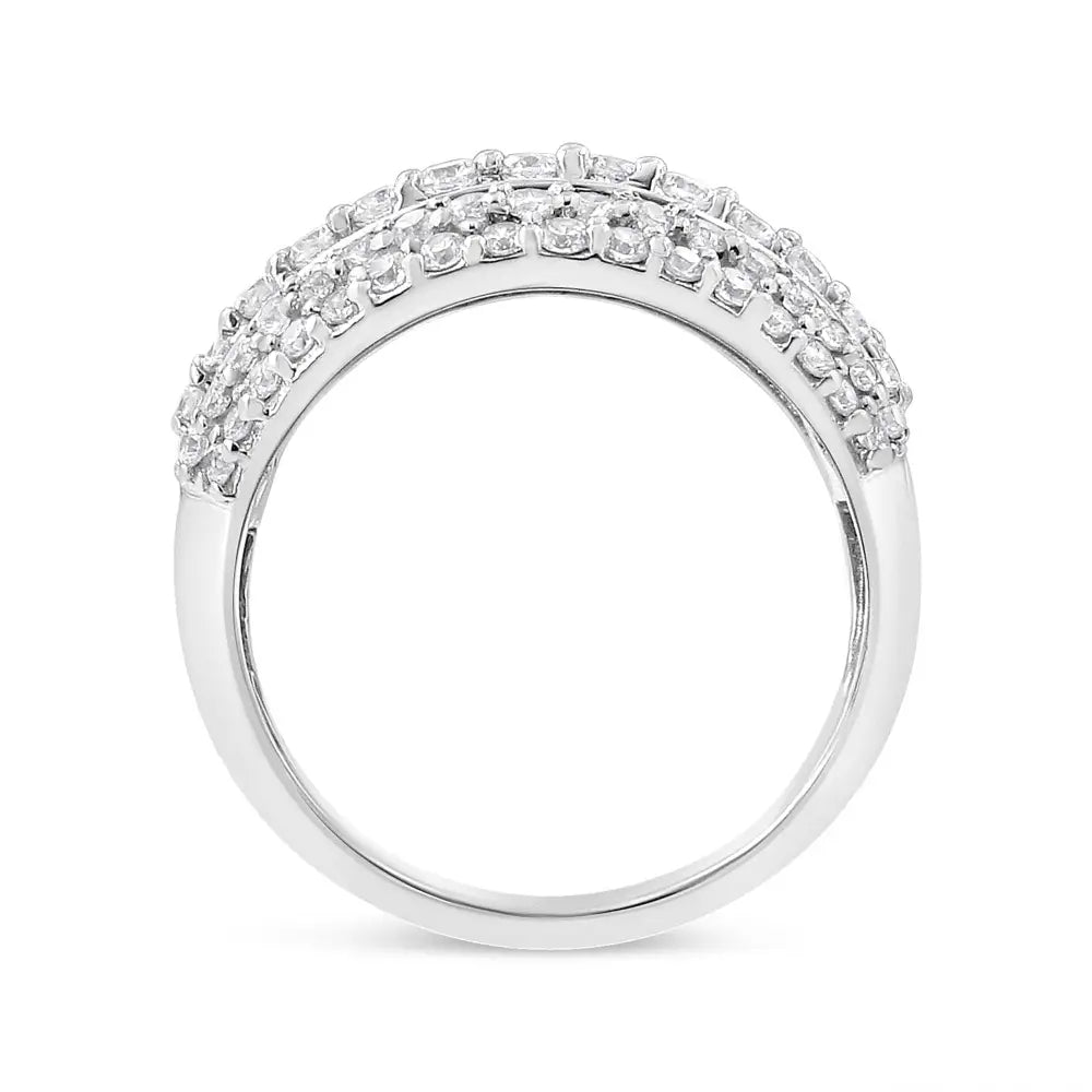 Stunning Baguette-cut Diamond Cluster Ring in Sterling Silver