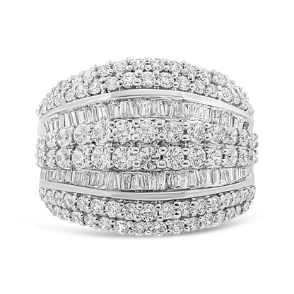 Stunning Baguette-cut Diamond Cluster Ring in Sterling Silver