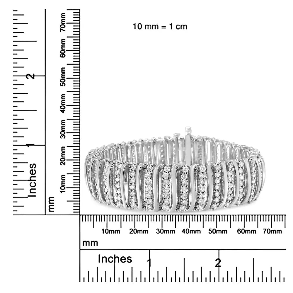 Stunning Curved Link Tennis Bracelet with 8 1/2 Cttw Diamond Rows