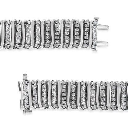 Stunning Curved Link Tennis Bracelet with 8 1/2 Cttw Diamond Rows