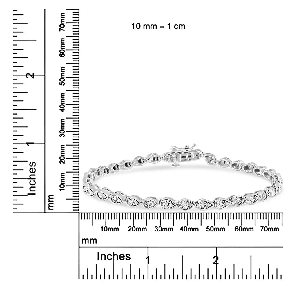 Stunning Diamond Pear Link 7.25’’ Bracelet in.925 Sterling Silver