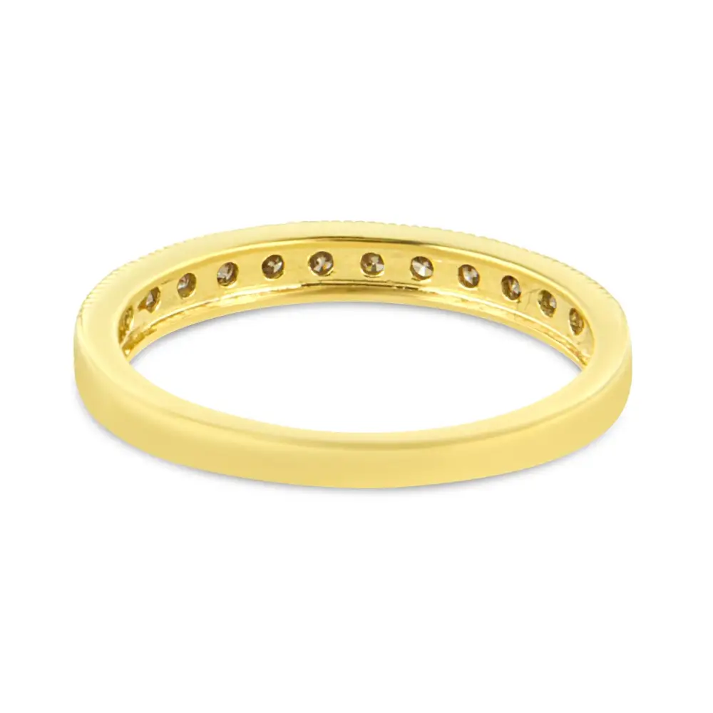 Stunning Yellow Gold Plated Cttw Champagne Diamond Stone Band Ring