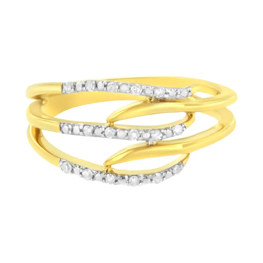 Stunning Yellow Gold Plated Diamond Fashion Ring with Cttw Round-cut Sparkle