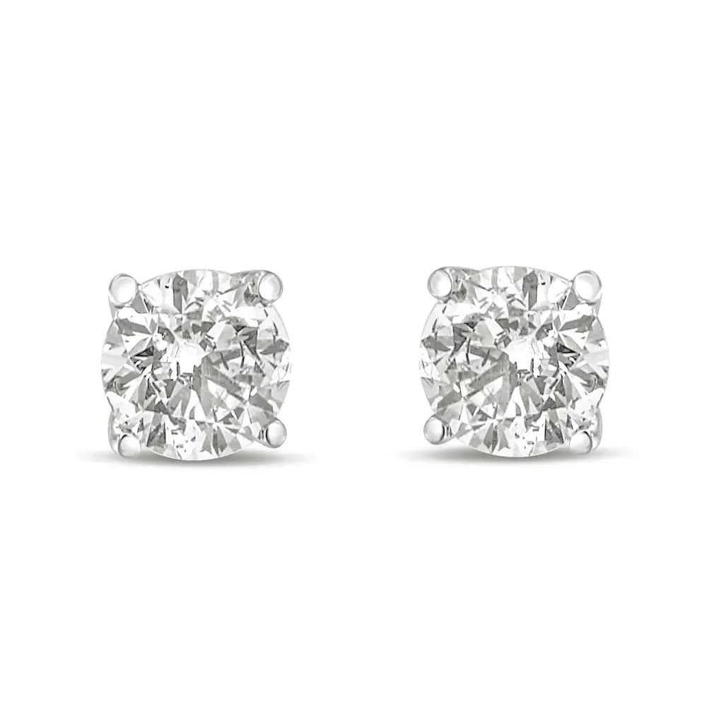 Timeless Elegance 10k Gold Lab Created Round Brilliant Cut Diamond Studs