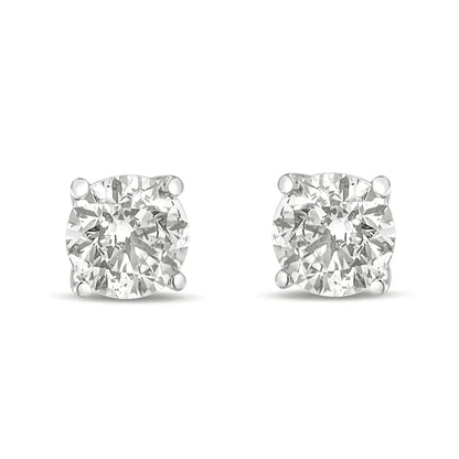 Timeless Elegance 10k Gold Lab Created Round Brilliant Cut Diamond Studs