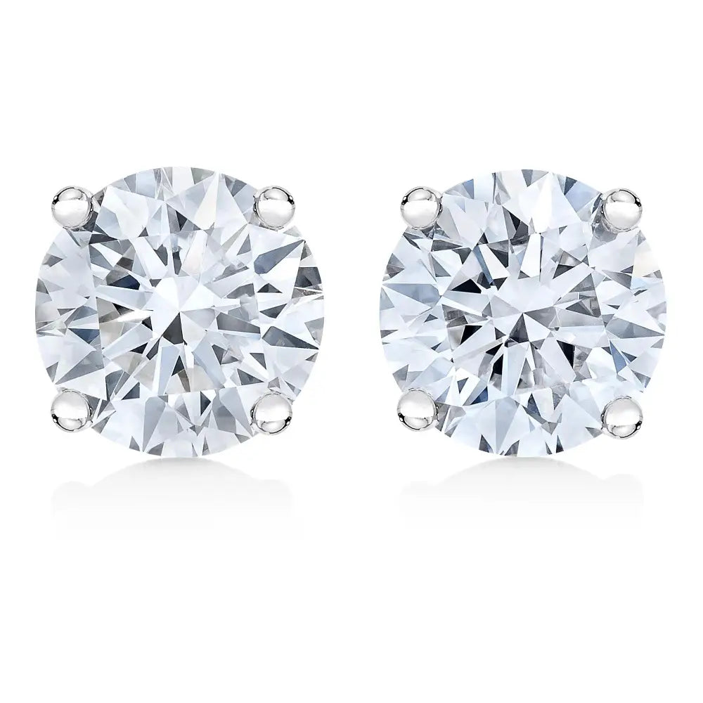 Timeless Elegance 10k Gold Lab Created Round Brilliant Cut Diamond Studs