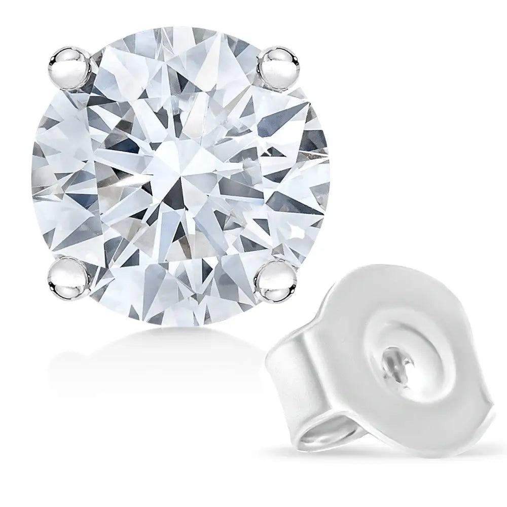 Timeless Elegance 10k Gold Lab Created Round Brilliant Cut Diamond Studs