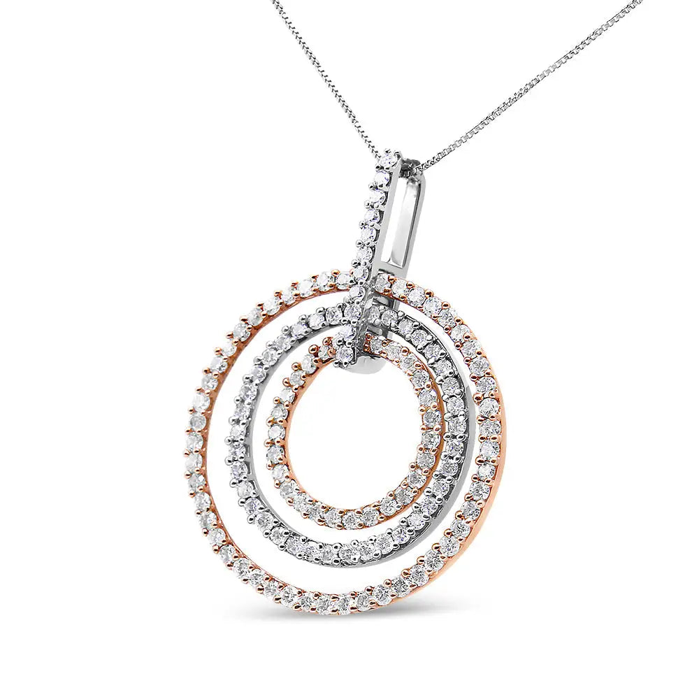 Two-tone 14k Gold 1 Cttw Round Cut Diamond Circle Loop Pendant Necklace (h-i Si2-i1) - Fine Jewelry us Direct