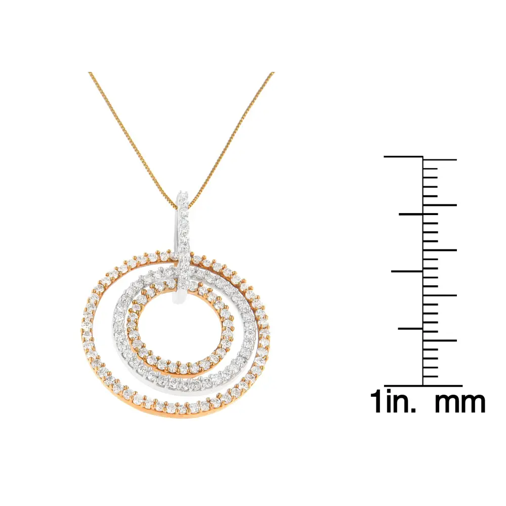 Two-tone 14k Gold 1 Cttw Round Cut Diamond Circle Loop Pendant Necklace (h-i Si2-i1) - Fine Jewelry us Direct