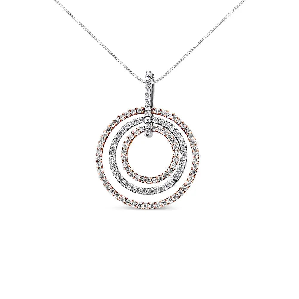 Two-tone 14k Gold 1 Cttw Round Cut Diamond Circle Loop Pendant Necklace (h-i Si2-i1) - Fine Jewelry us Direct