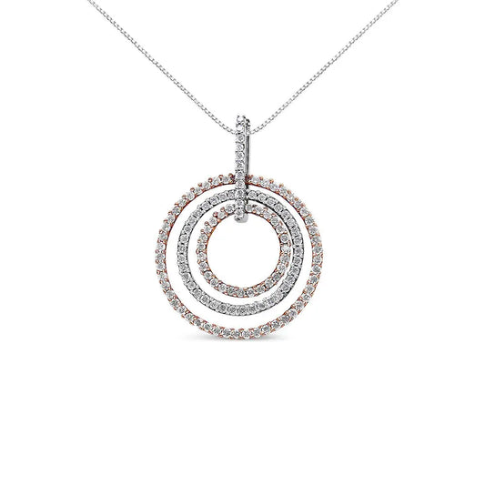 Two-tone 14k Gold 1 Cttw Round Cut Diamond Circle Loop Pendant Necklace (h-i Si2-i1) - Fine Jewelry us Direct