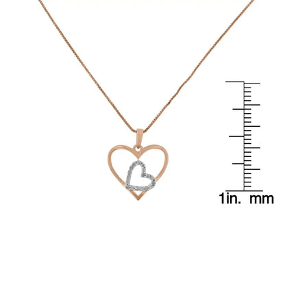 Two Tone.925 Sterling Silver 1/4 Cttw Diamond Double Heart Pendant Necklace (i-j I3) - Fine Jewelry us Direct