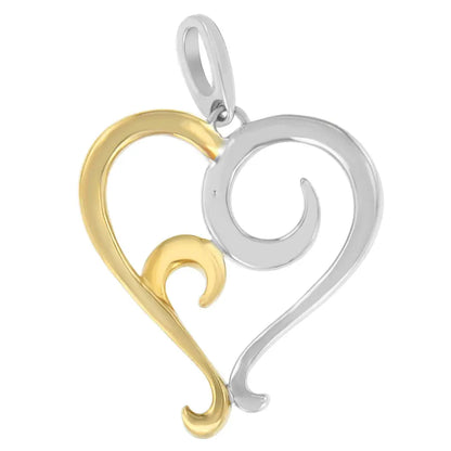 Two-tone Sterling Silver Heart Shaped Pendant Necklace - Fine Jewelry us Direct