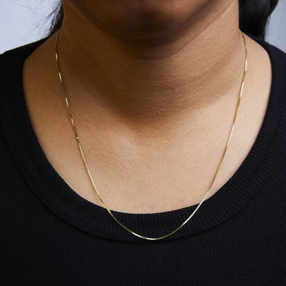 Unisex Solid 14k Classic Box Chain Necklace in Timeless Elegance