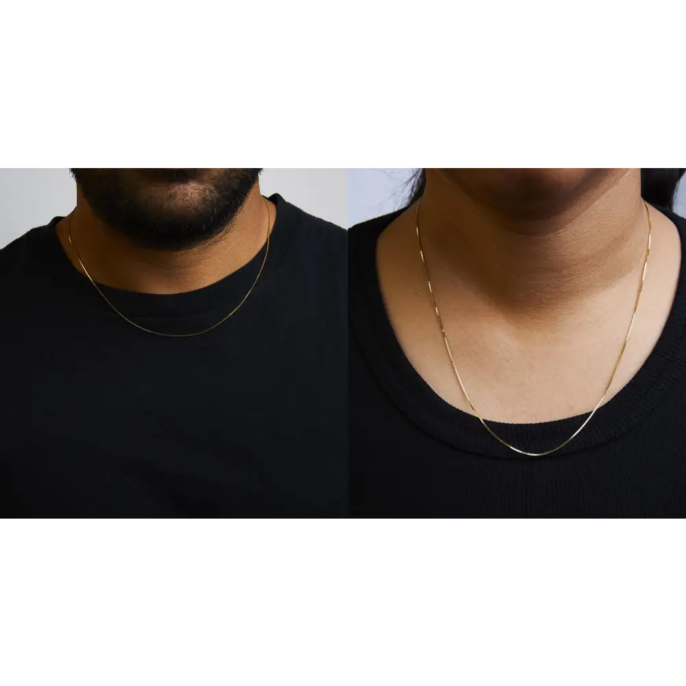 Unisex Solid 14k Classic Box Chain Necklace in Timeless Elegance