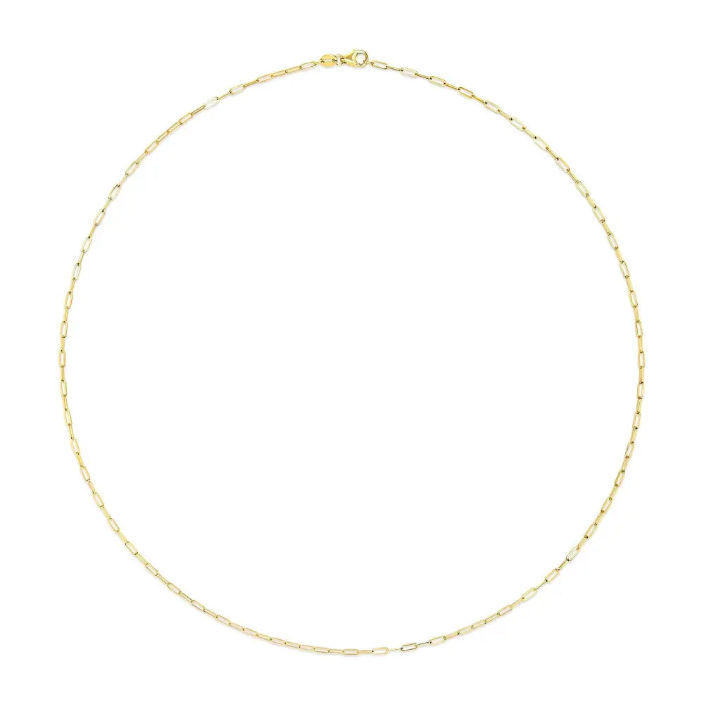 Unisex Solid 14k Gold 1.5mm Paperclip Chain Necklace - Choice of Length and Metal Color - Fine Jewelry us Direct