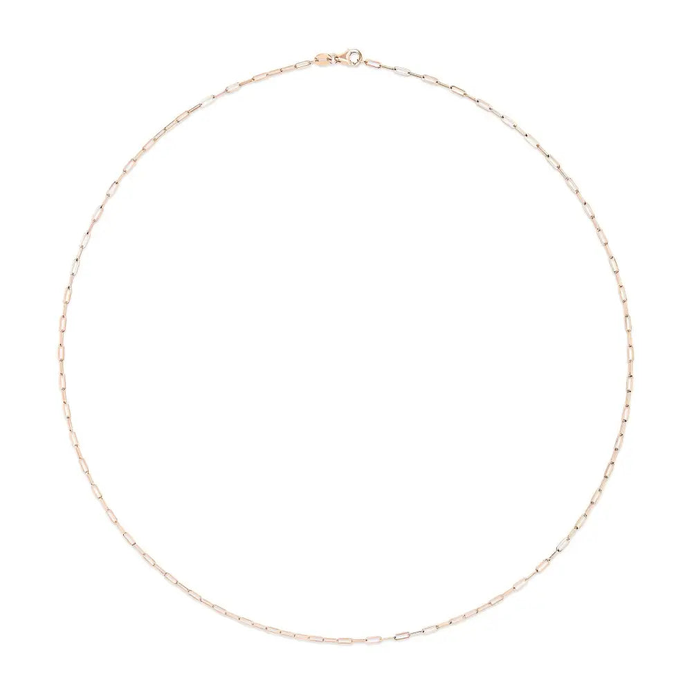 Unisex Solid 14k Gold 1.5mm Paperclip Chain Necklace - Choice of Length and Metal Color - Rose / 18 - Fine Jewelry