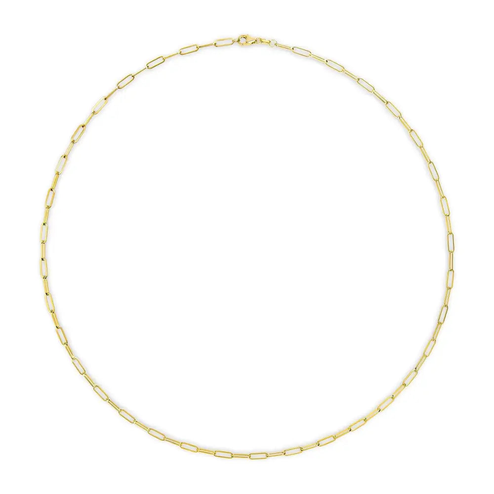 Unisex Solid 14k Gold 2.5mm Paperclip Chain Necklace - Fine Jewelry us Direct