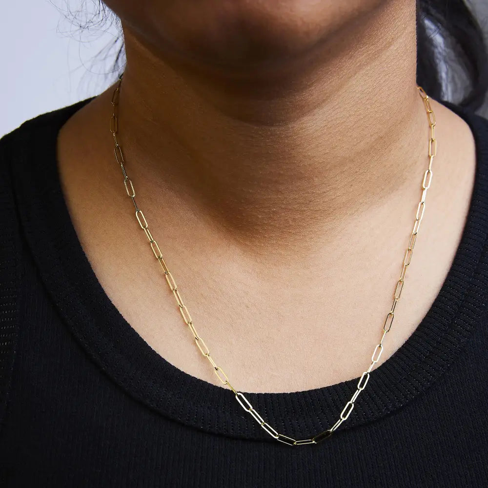 Unisex Solid 14k Gold 2.5mm Paperclip Chain Necklace - Fine Jewelry us Direct