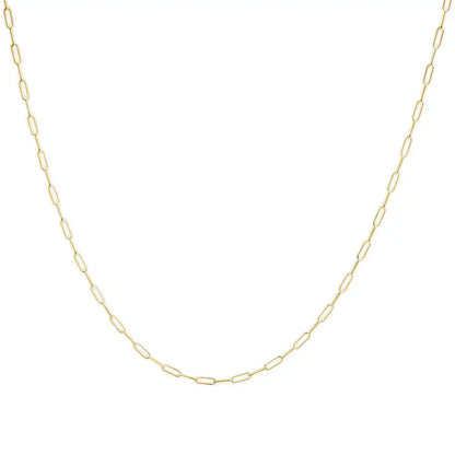 Unisex Solid 14k Gold 2.5mm Paperclip Chain Necklace for Timeless Elegance