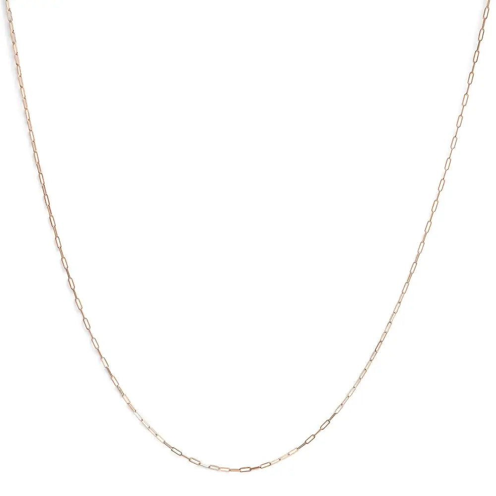 Unisex Solid 14k Gold Paperclip Chain Necklace in Custom Lengths