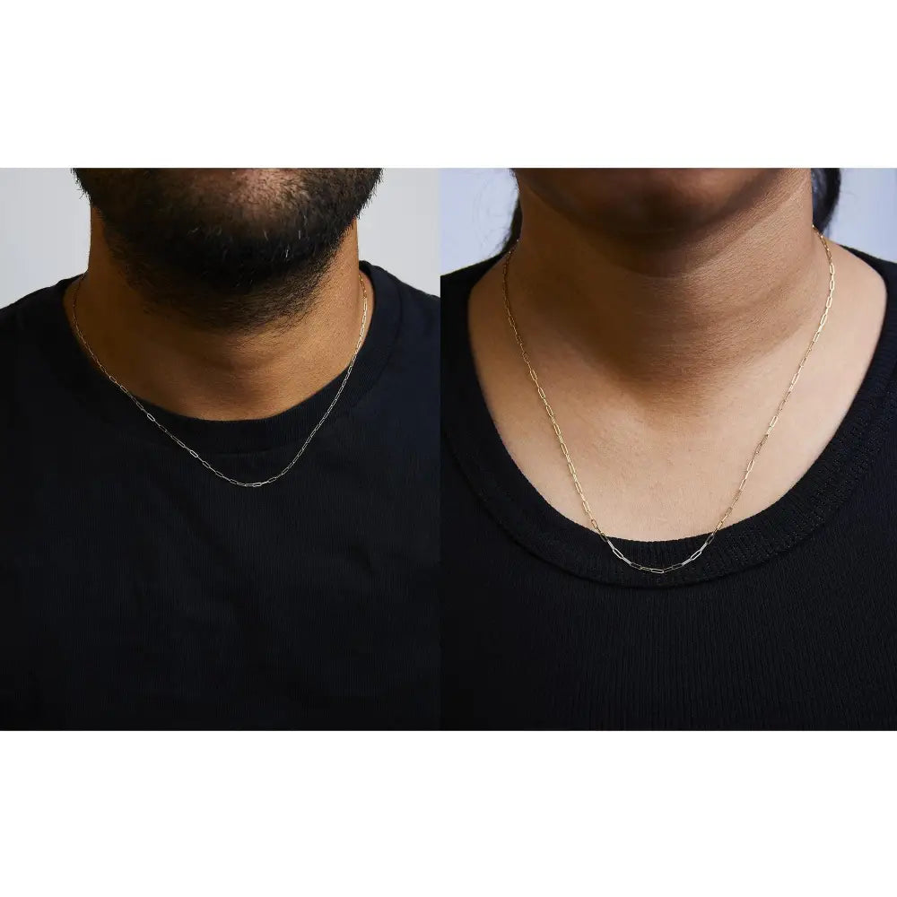 Unisex Solid 14k Gold Paperclip Chain Necklace in Custom Lengths