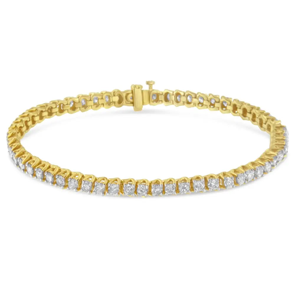 Yellow Gold-plated Sterling Silver Diamond Certified Tennis Bracelet (5.00 Cttw J-k Color I1-i2 Clarity) - Fine Jewelry