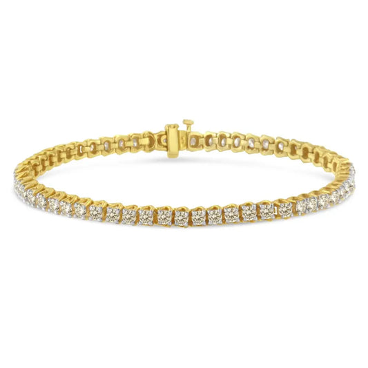 Yellow Gold-plated Sterling Silver Diamond Certified Tennis Bracelet (5.00 Cttw J-k Color I1-i2 Clarity) - Fine Jewelry