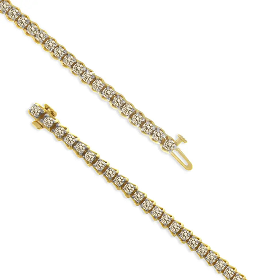 Yellow Gold-plated Sterling Silver Diamond Certified Tennis Bracelet (5.00 Cttw J-k Color I1-i2 Clarity) - Fine Jewelry