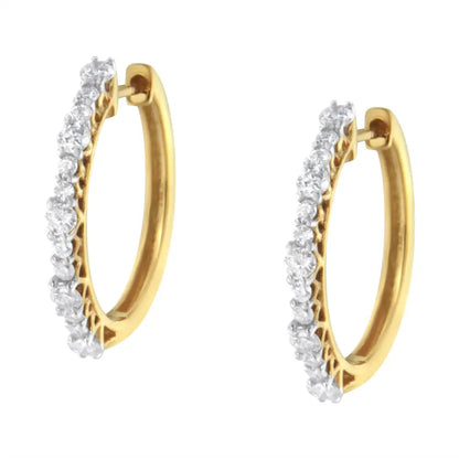 Yellow Gold Plated Sterling Silver Diamond Hoop Earrings (1 Cttw J-k Color I2-i3 Clarity) - Fine Jewelry us Direct