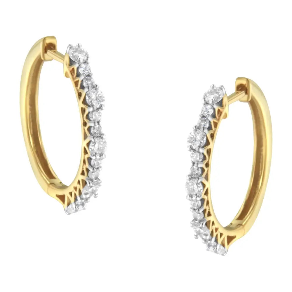 Yellow Gold Plated Sterling Silver Diamond Hoop Earrings (1 Cttw J-k Color I2-i3 Clarity) - Fine Jewelry us Direct