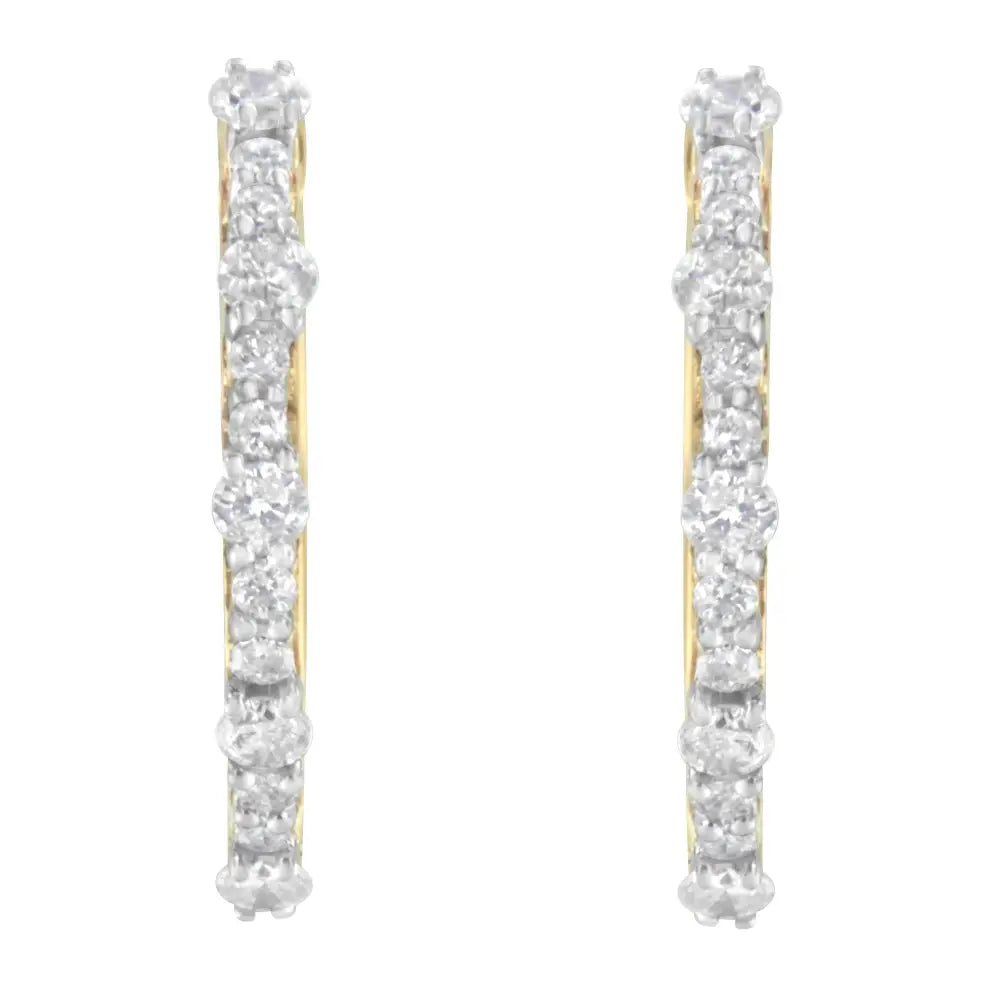 Yellow Gold Plated Sterling Silver Diamond Hoop Earrings (1 Cttw J-k Color I2-i3 Clarity) - Fine Jewelry us Direct