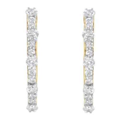 Yellow Gold Plated Sterling Silver Diamond Hoop Earrings (1 Cttw J-k Color I2-i3 Clarity) - Fine Jewelry us Direct