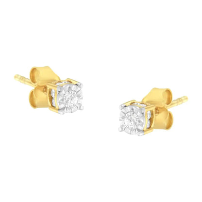 Yellow Plated Sterling Silver Diamond Stud Earring (1/4 Cttw I-j Color I2-i3 Clarity) - Fine Jewelry us Direct