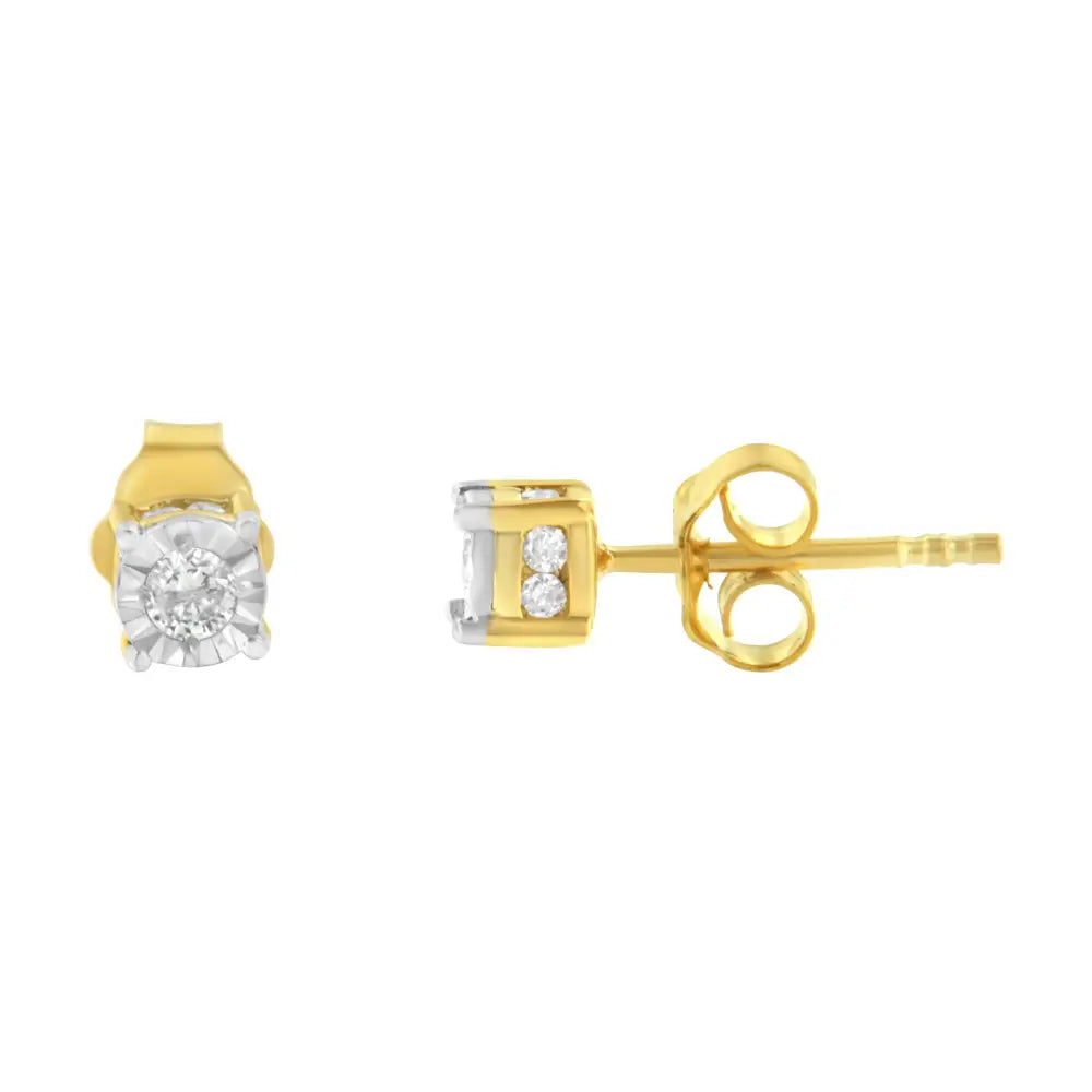 Yellow Plated Sterling Silver Diamond Stud Earring (1/4 Cttw I-j Color I2-i3 Clarity) - Fine Jewelry us Direct