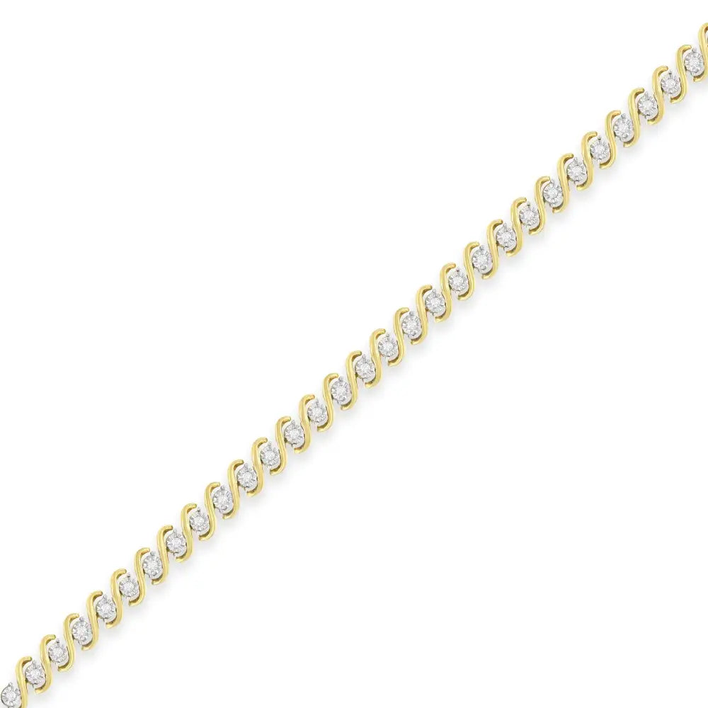 Yellow Plated Sterling Silver Round-cut Diamond Bracelet (0.5 Cttw H-i Color I2-i3 Clarity) - Fine Jewelry us Direct