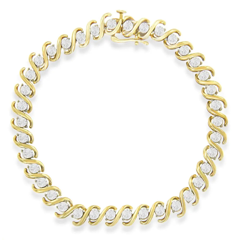 Yellow Plated Sterling Silver Round-cut Diamond Bracelet (0.5 Cttw H-i Color I2-i3 Clarity) - Fine Jewelry us Direct